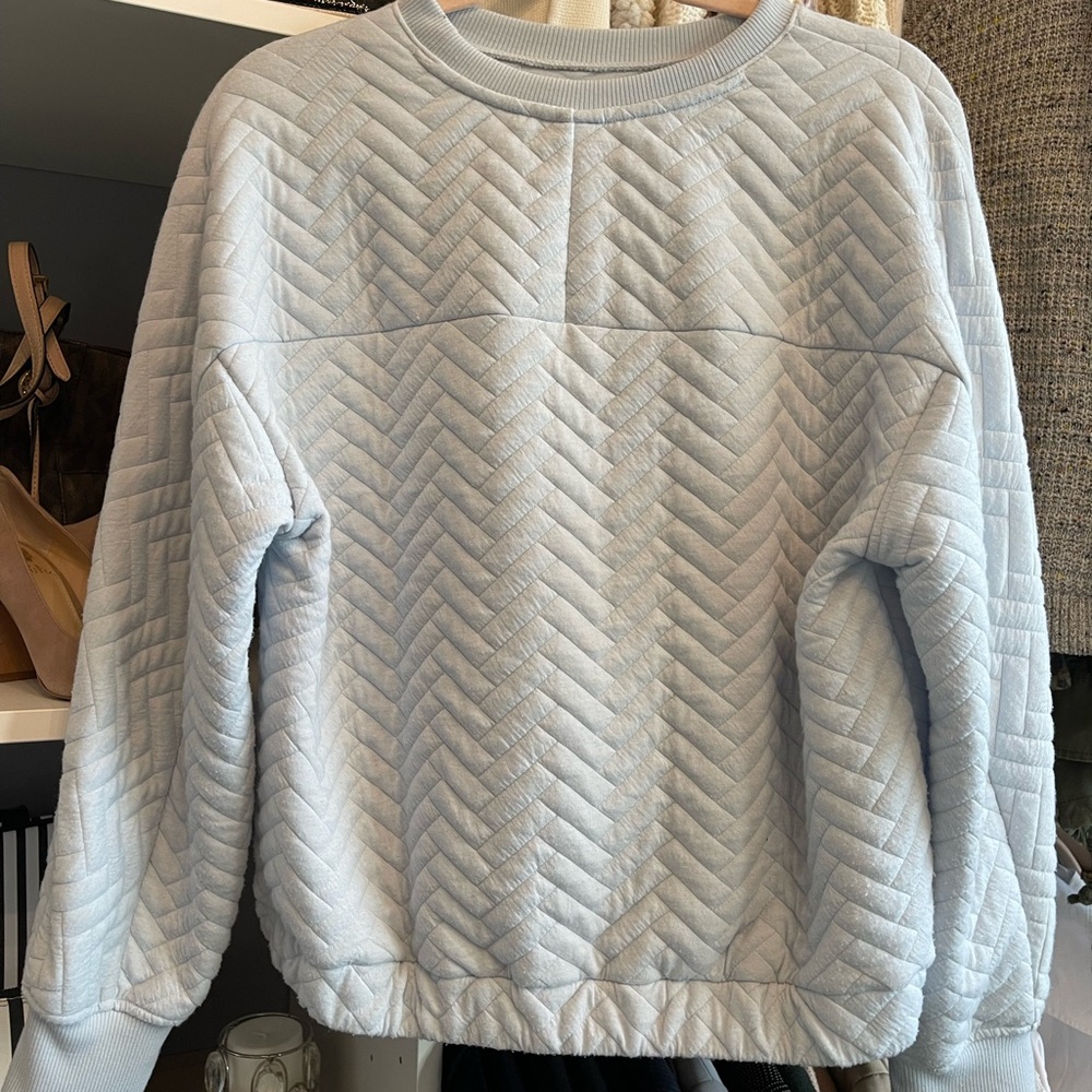 Light Blue Quilted Sweatshirt